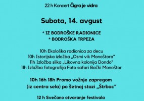 Program oba dana Bodrog festa u Bačkom Monoštoru
